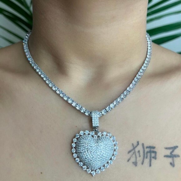 Tennis Heart Necklace 16 Inch